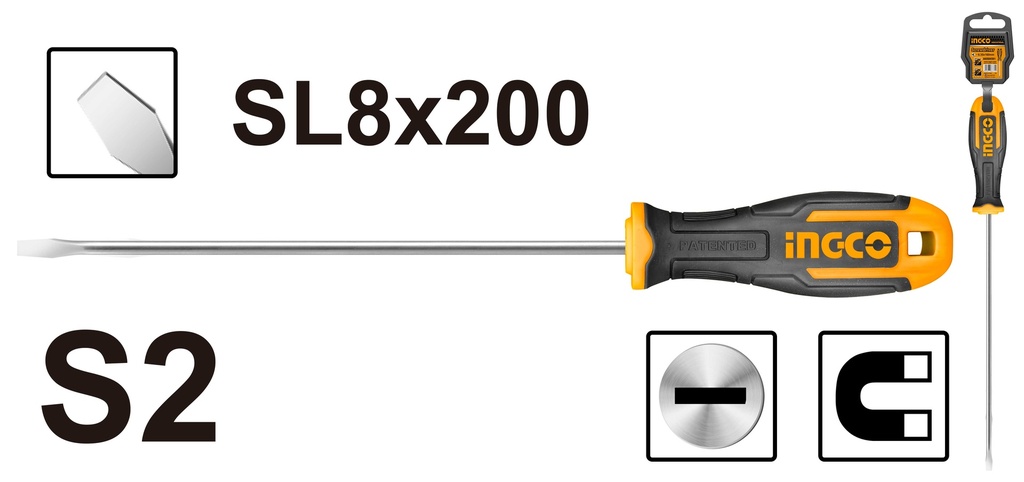 HS688200 SLOTTED SCREWDRIVER S2 200MM